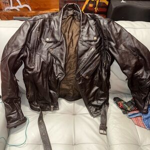 Authentic Vintage Men's Dark Brown Leather Motorcycle Jacket - mint